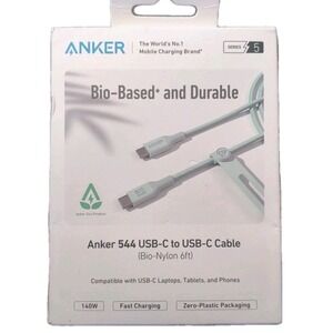 Anker 544 Usb-C To Usb-C Bio-Nylon Green 6Ft Cable - NEW